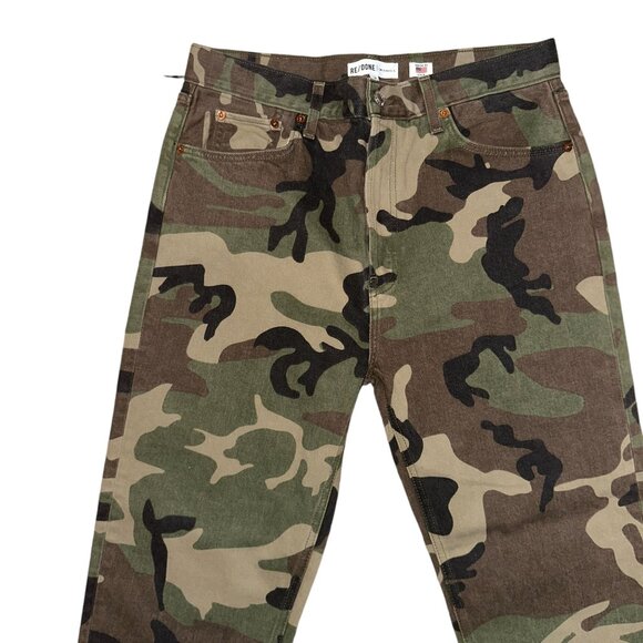 NWT Re Done Originals Stovepipe Jeans Womens 31 28 High Rise Camo Distressed - Picture 3 of 8